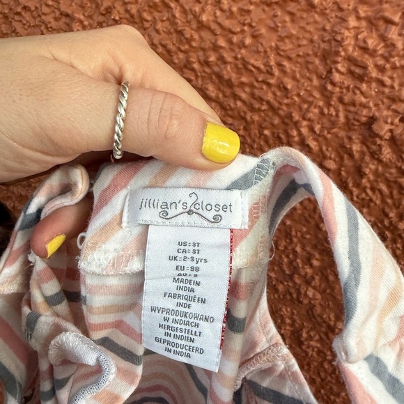 Jillian’s Closet Sundress Toddler Girl Size 3T Pink Cream Striped Cotton Blend - Picture 3 of 4
